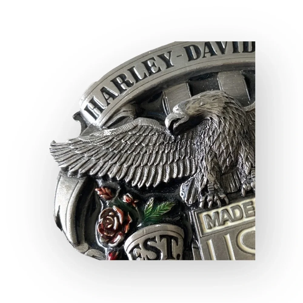 Vintage: Harley Davidson x Harmony Designs ©️1989 ☻ Eagle Rose Metal Belt Buckle